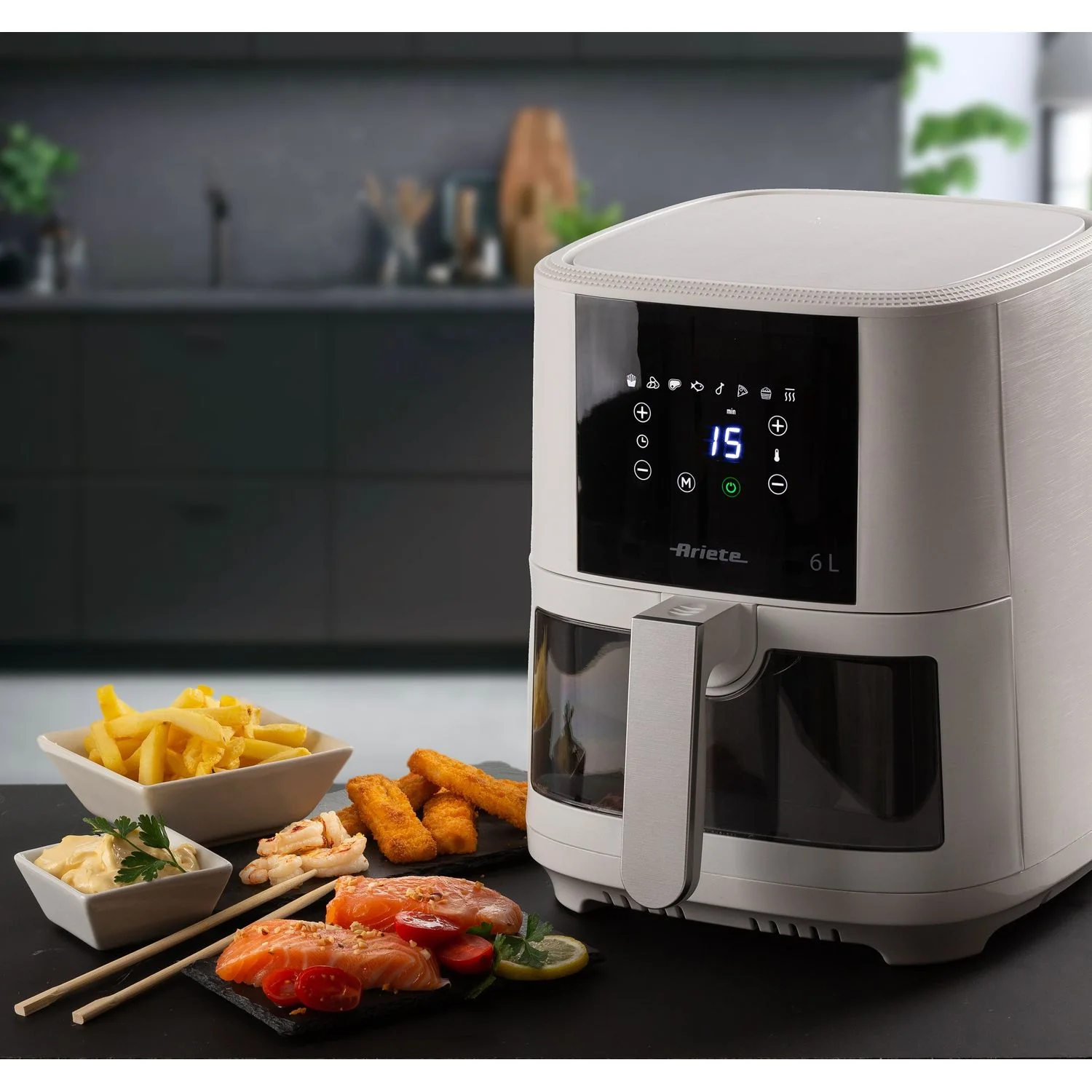 ARIETE - Friggitrice ad Aria 6 litri Air Fryer White 1300 Watt