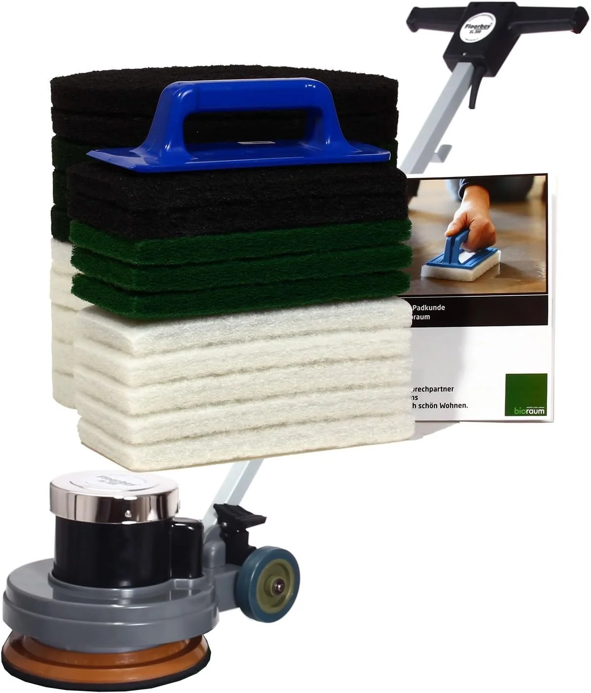 floorboy Poliermaschinen, Grau, XL 300 Universalset, Poliermaschine mit Treibteller, Superpads, einem praktischen Handpadhalter mit 10 Handpads