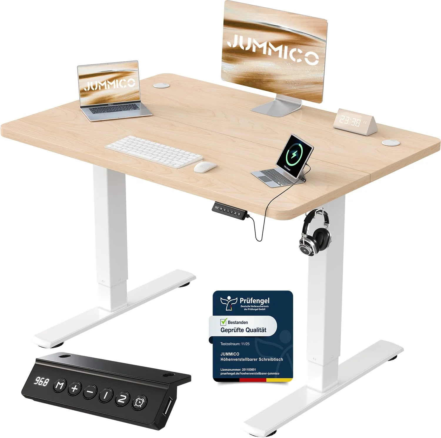 JUMMICO Elektrisch höhenverstellbarer Schreibtisch mit USB-Anschluss