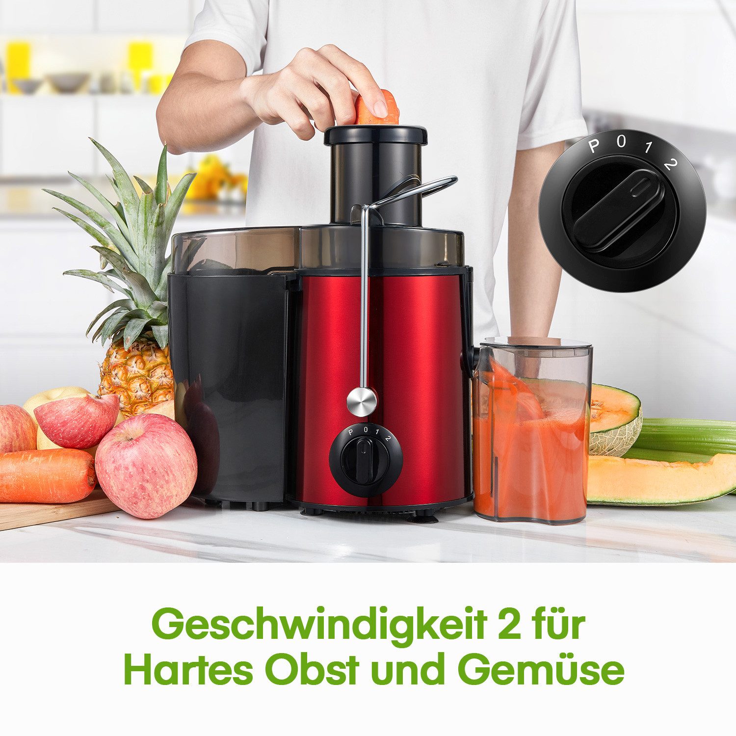 Entsafter 400W Elektrischer Zentrifugal-Entsafter, 3 Geschwindigkeiten