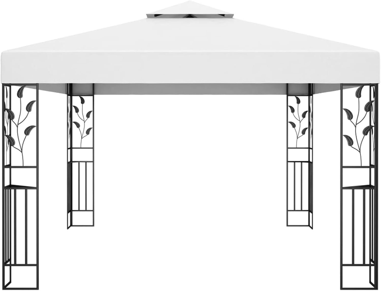 ARKEM Gazebo with Double Roof and String of LED Lights 3 x 4 m White, Pergola Gazebo with Waterproof Folding Tarpaulin and Rectangular Structure in High Density Stainless Steel, for Garden Furniture