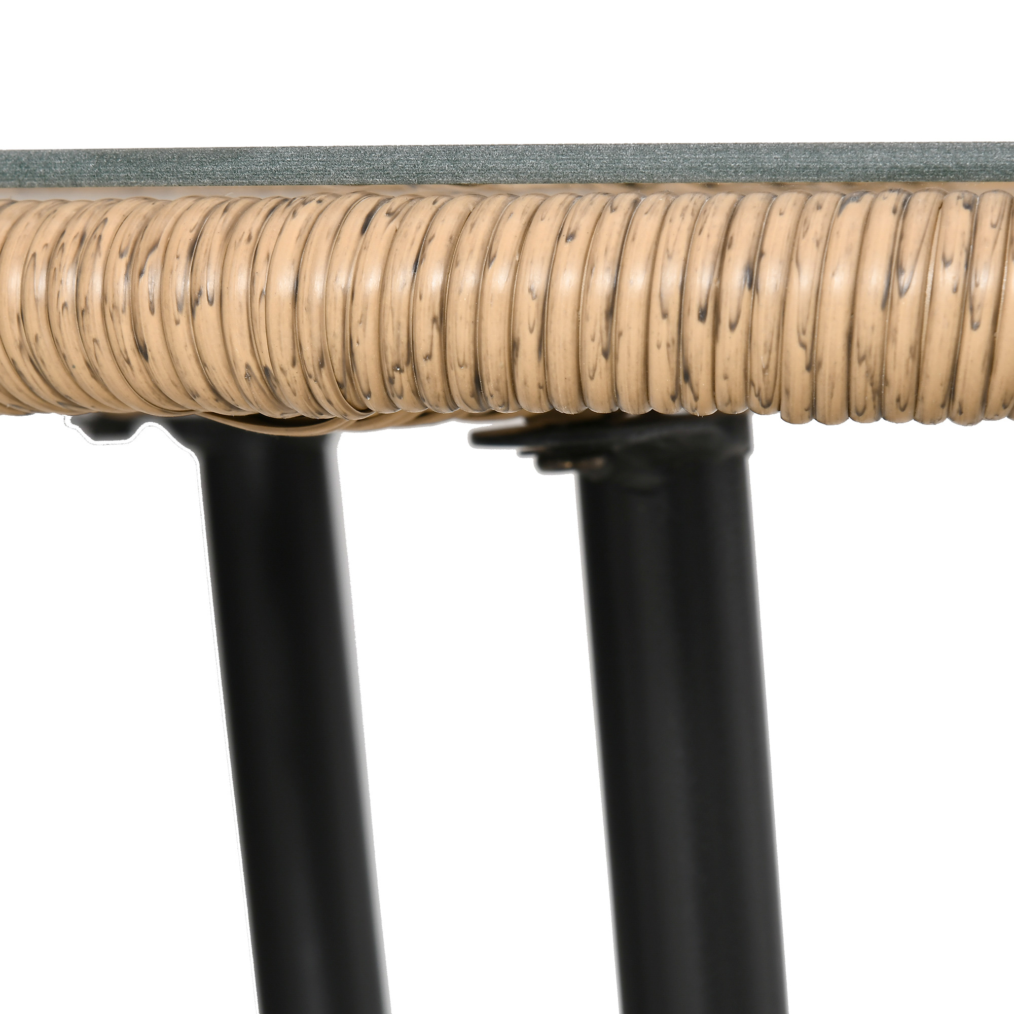 Outsunny 5-delige Polyrattan tuinmeubelset, eettafel met 4 stoelen, tuinmeubel met bijzettafel, tuinset, buiten, metaal, naturel