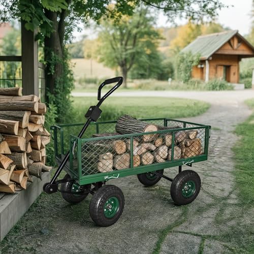 Backyard Expressions   Carrello da giardino pieghevole in acciaio a rete con lati rimovibili e 4 ruote da 25,4 cm (verde) : Amazon.it: Giardino e giardinaggio