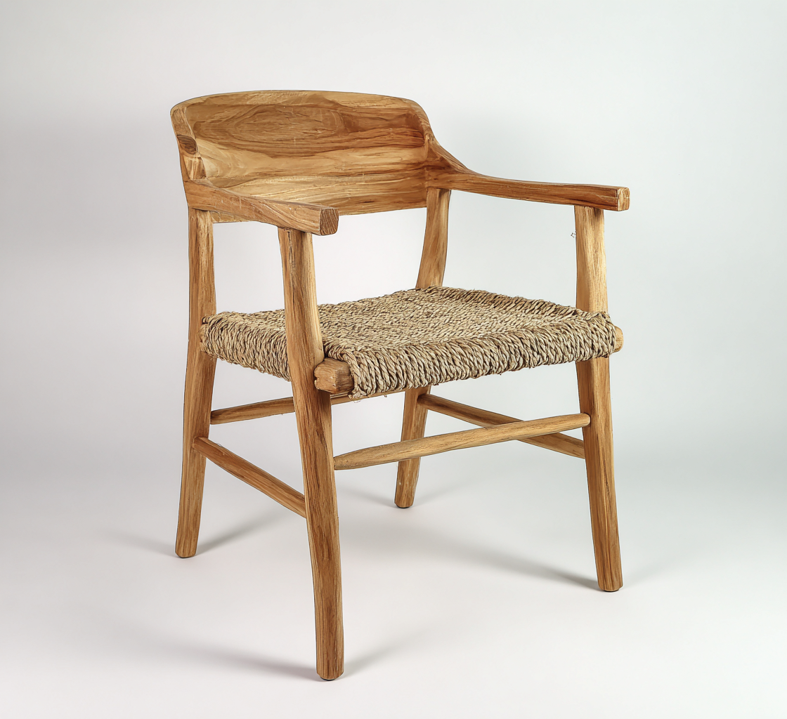 Sedia da giardino-legno-rattan naturale-55x57x85 cm-naturale-classico