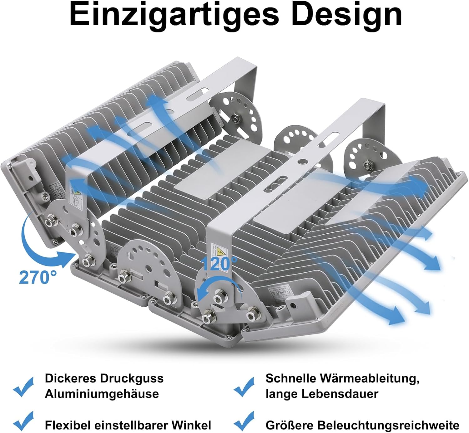 400W LED Strahler Außen, 56000LM Flutlicht Scheinwerfer, 3000K Warmweiß Superhell mit Abzweigdose für Hinterhof Parkplatz Beleuchtung, IP67 Wasserfest
