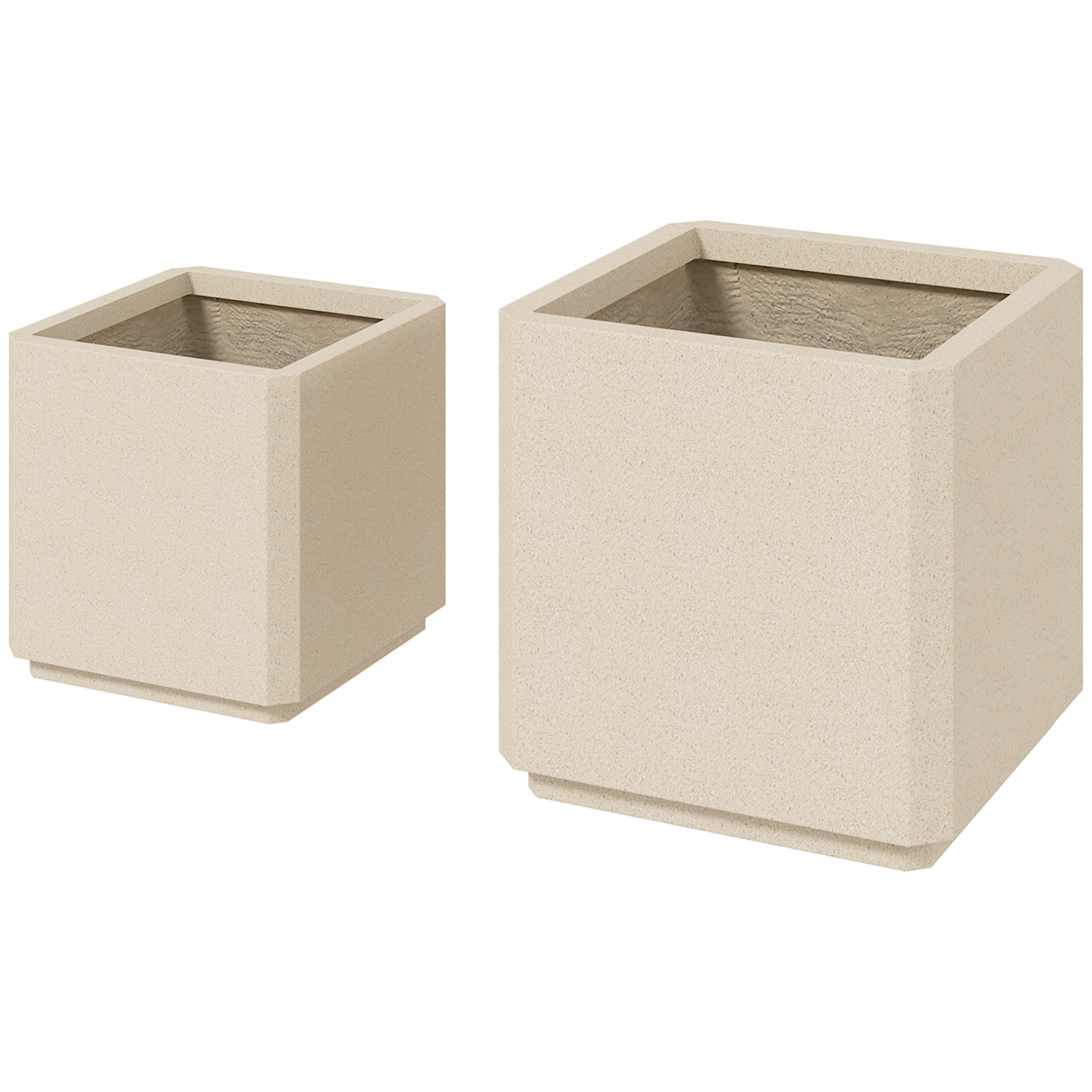 Outsunny Set mit 2 Stapelbaren Quadratischen Gartentöpfen für Innen und Außen, Beige