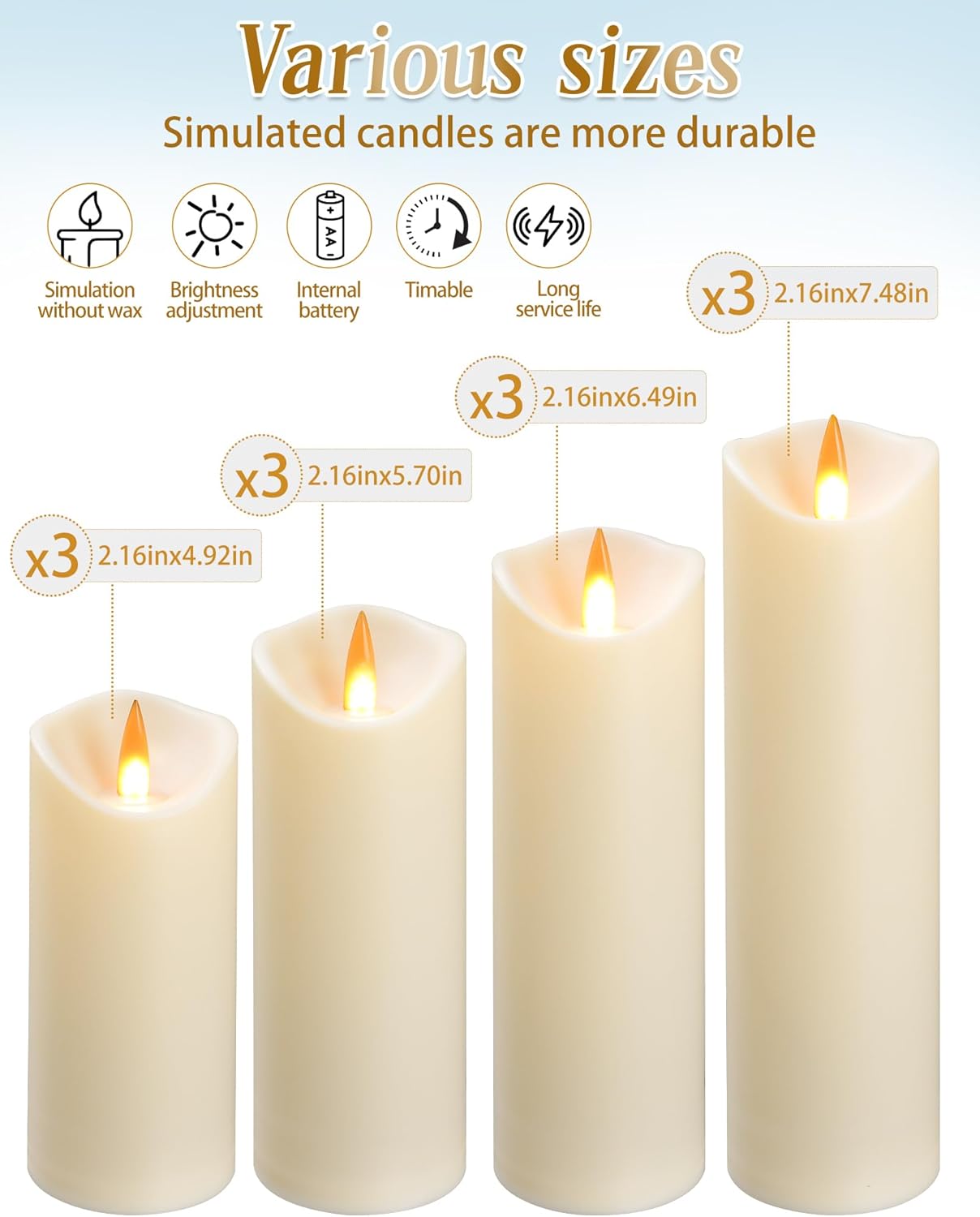 Candela da esterno impermeabile, candela a batteria a LED senza fiamma, candela analogica resistente alle alte temperature da 12 pezzi.