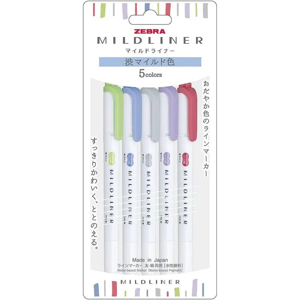 Zebra Mildliner Highlighter 5-Color Set NC