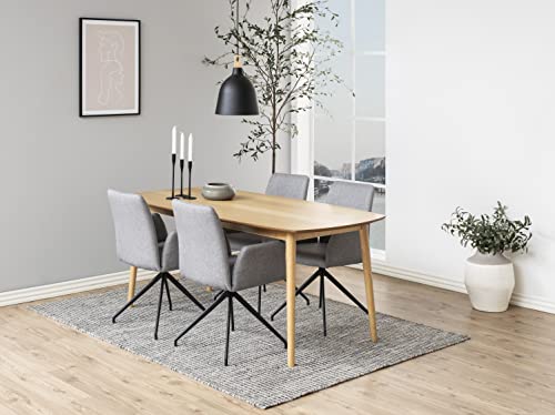 AC Design Furniture Naila Carver Sedia da Pranzo 1 pezzo Sedia da Cucina Con Braccioli Rivestimento Grigio Gambe in Metallo Nero Con Girevole H: 88 x L: 59 x P: 59 cm : Amazon.it: Casa e cucina