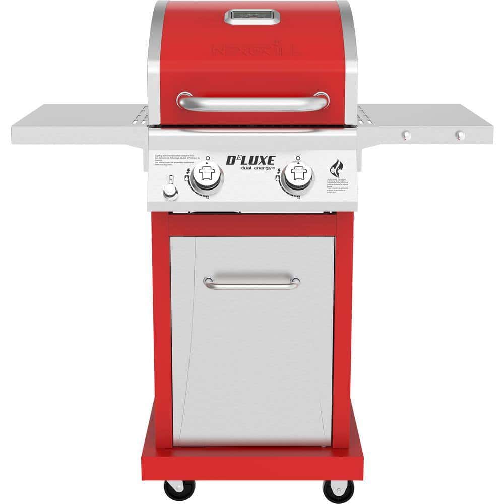 Nexgrill Deluxe 2-Burner Propane Gas Grill, Red – Stainless Steel, 28,000 BTUs, Compact Design