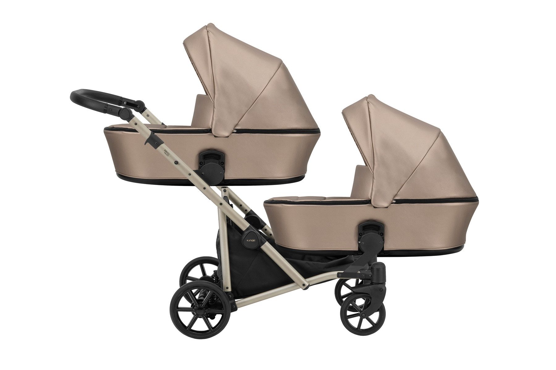 Zwillings-Kombikinderwagen BRAV DUO 2in1 Öko-Leder Doppelkinderwagen - Flexibel und Kompakt