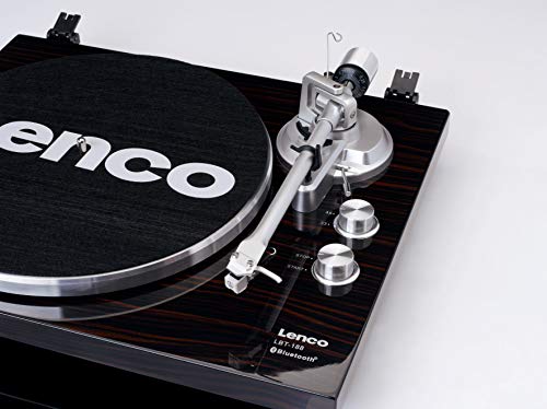 Lenco Giradischi LBT 188   Bluetooth   Trasmissione a cinghia   2 velocità 33 e 45 giri   Anti Skating   Digitalizza vinile in MP3   Marrone scuro, LBT 188 WA, Noce : Elettronica