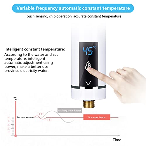 Mini Scaldacqua Istantaneo, Scaldabagno Elettrico Istantaneo Riscaldamento dell'acqua Tankless per Bagno Cucina, Display della Temperatura a LED, 220 V, 3500 W : Amazon.it: Fai da te