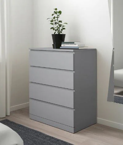 Cassettiera MALM IKEA 4 Cassetti, Grigia, 80x100 cm
