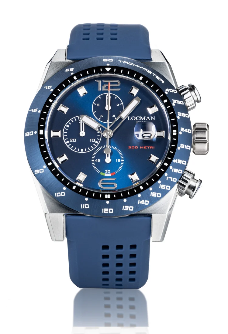 Orologio Locman Stealth 300mt crono blu silicone 0219A02A-0BBLNKS2B
