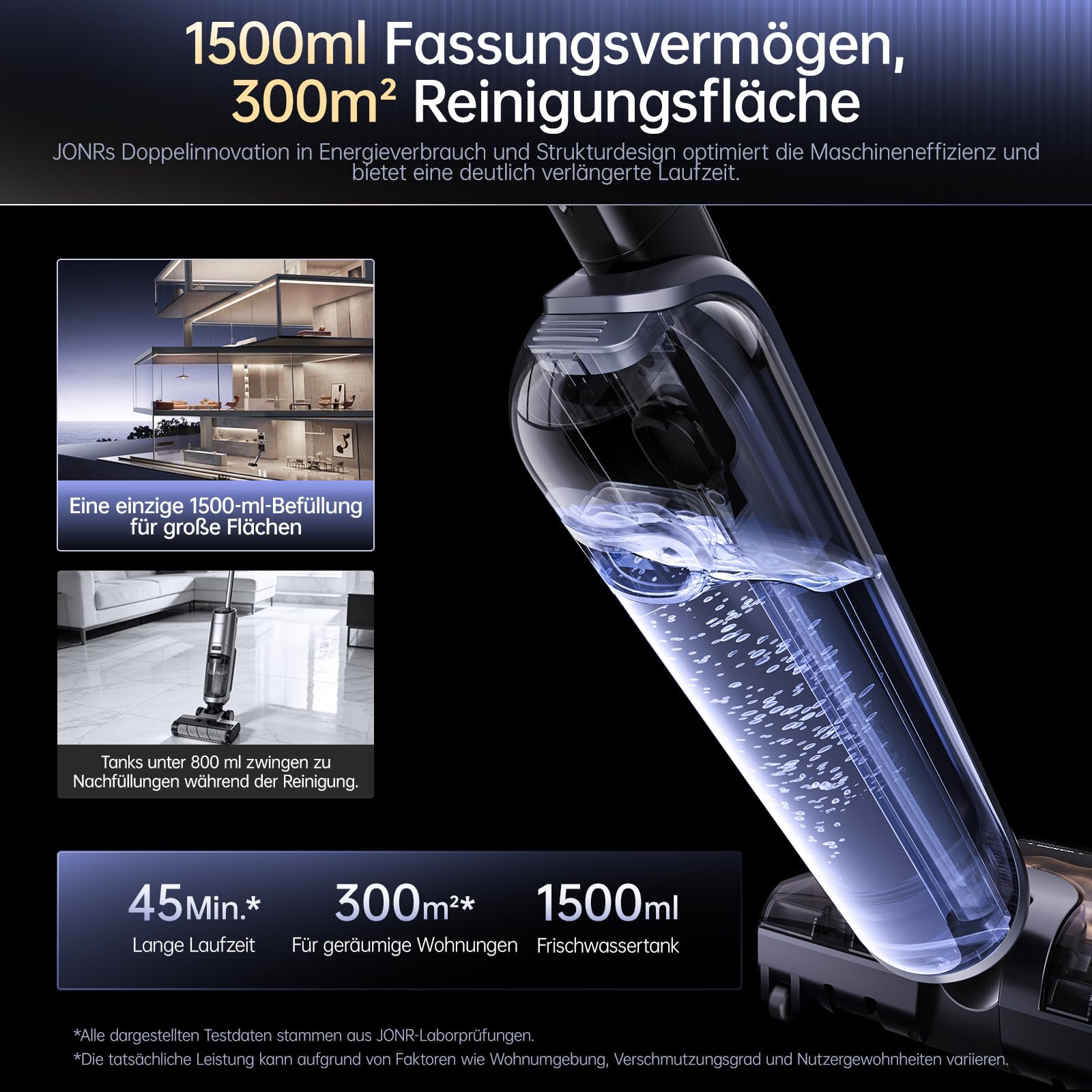 Nass-Trockensauger H2 Pro mit 20 kPa Saugkraft, 1,5 L Tank und Heißwasser-Selbstreinigung