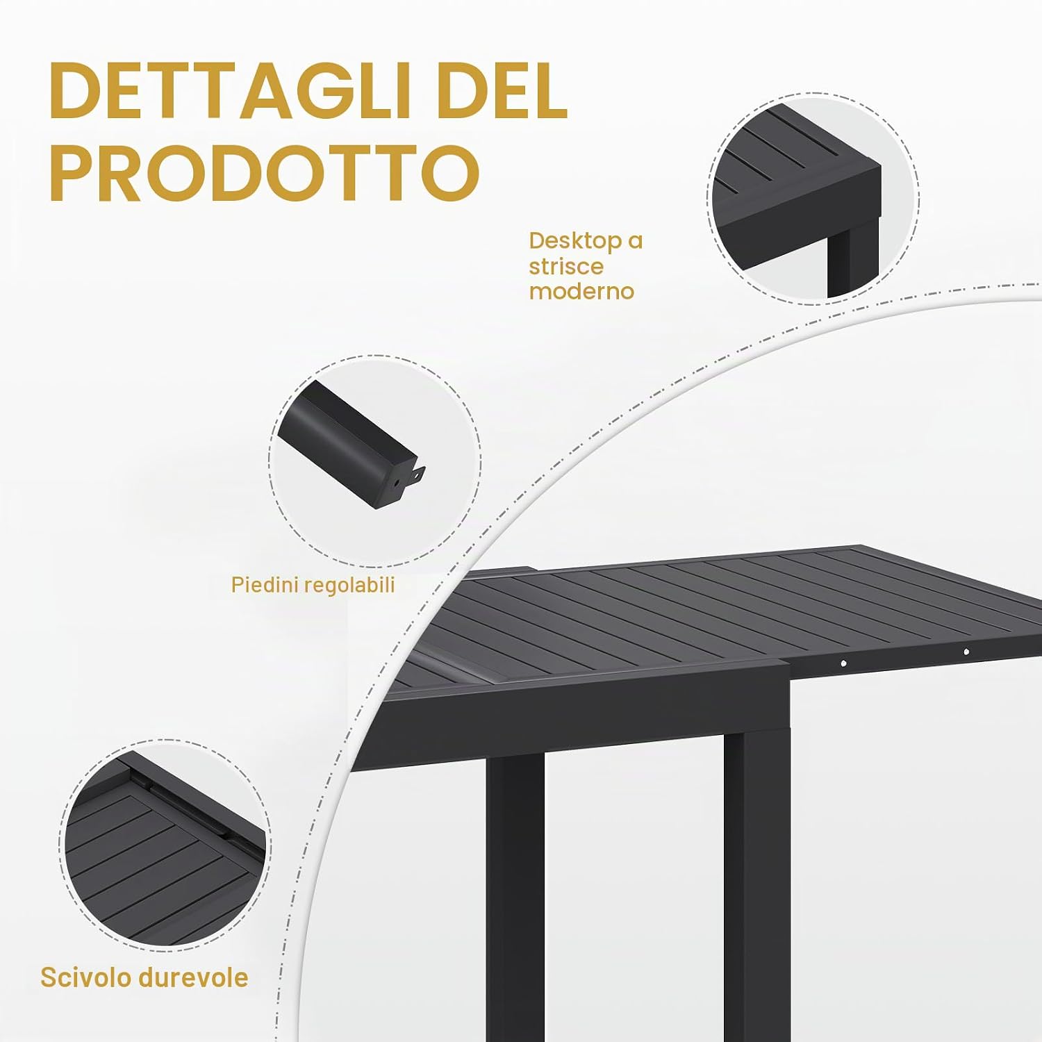 Devoko 6 Persone Set Tavolo e Sedie Da Giardino In Alluminio, 6 Sedie Impilabili e 1 130-260CM Tavolo Da Giardino Allungabile In Alluminio, Set Da Giardino Esterno, Grigio Scuro