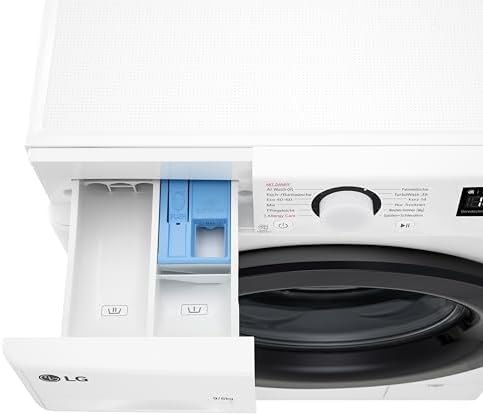 LG W4WR7096YB, Klasse D, Frontlader-Waschtrockner 9 - 6 kg, 62 x 60 x 85 cm, Wi-Fi, AI Direct Drive, Tiefenreinigung mit Dampf, TurboWash 360, Große Kapazität, Außentür aus gehärtetem Glas, Weiß