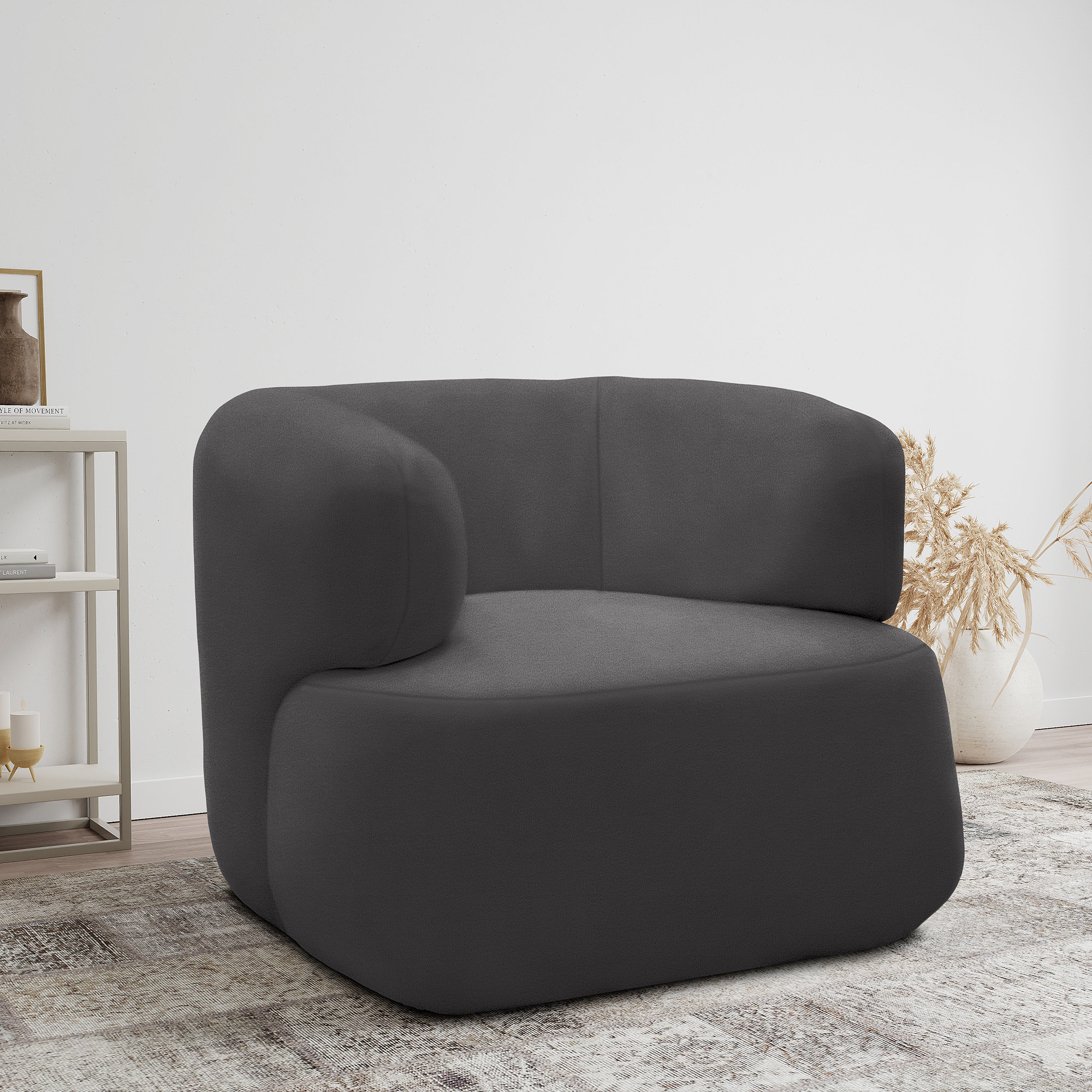 Sessel 800 012, Armsessel, Teddy-Stoff, 90 x 86 x 71 cm (BxTxH), dunkelgrau