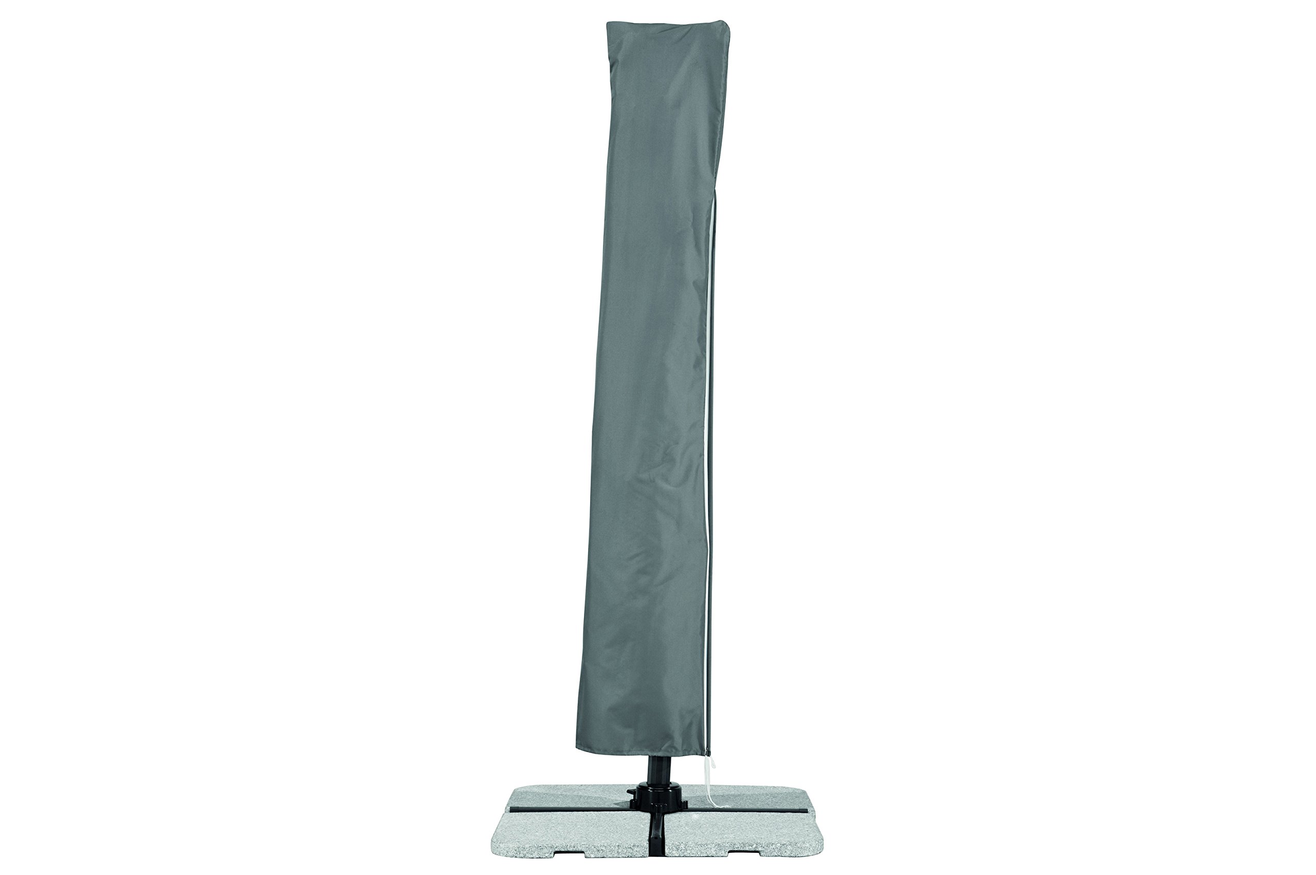 Sonnenschirm quadratisch 300 x 300 cm mit Alu/Stahl-Gestell, UV-Schutz 50+, Polyester natur, inkl. Schutzhülle und Plattenständer