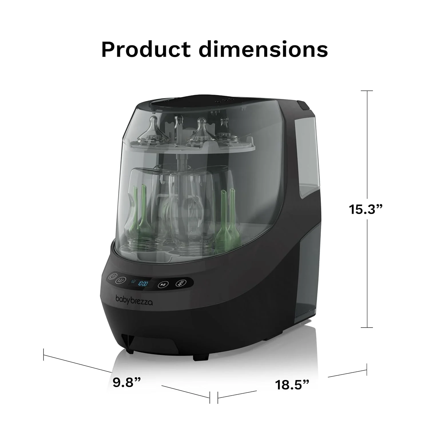 Baby Bottle Washer Pro - Baby Bottle Washer, Sterilizer + Dryer - All in One Machine Cleans Bottles, Pump Parts, & Sippy Cups - Replaces Hand Washing, Bottle Brushes and Drying Racks-Brezza