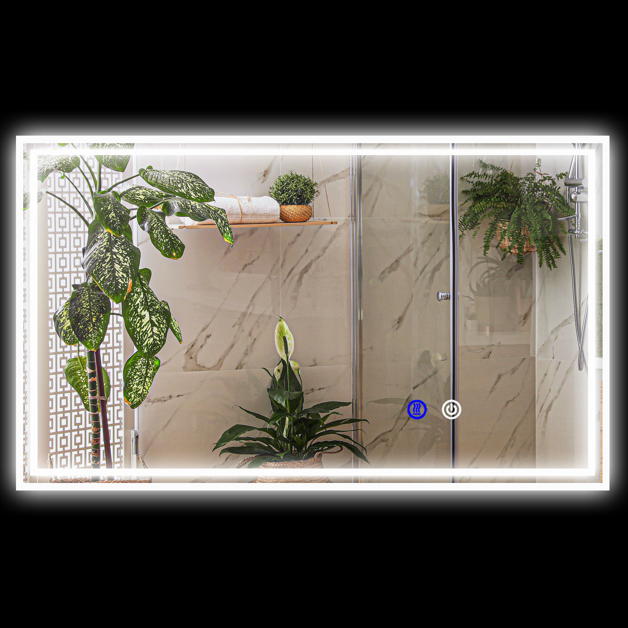 kleankin LED beleuchteter rechteckiger Badezimmer-Wandspiegel horizontal oder vertikal, 100 x 60 cm