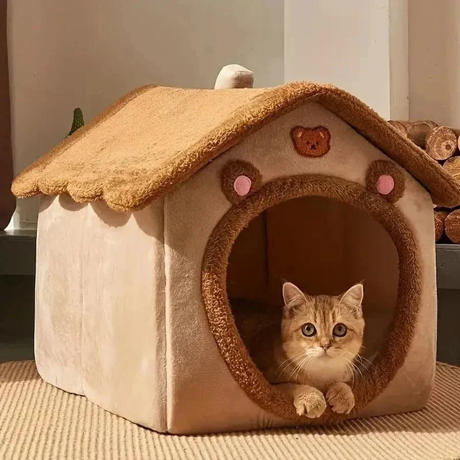 Plush Cat Cave Bed �C Enclosed Design for Stress Relief & Cozy Rest