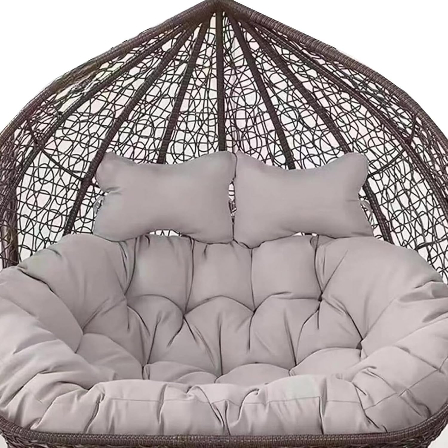Hängesessel für den Außenbereich, für 2 Personen, extra groß, D-Korb, Stuhl, Hängematte, Ersatzkissen (150 x 109 cm), bequemes und stilvolles Outdoor-Terrassenmöbel-Zubehör