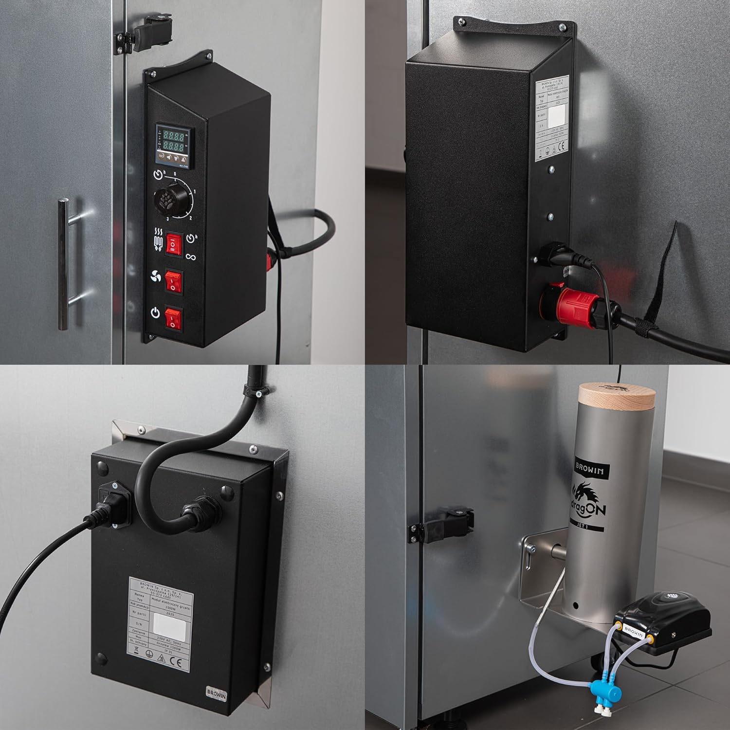 BROWIN dragON Räucherofen | Elektrisch | Stahl | 1500W | 220L Fassungsvermögen | 50x51x125cm | 49,1kg | Digitale Steuerung | Räucherset | 330350