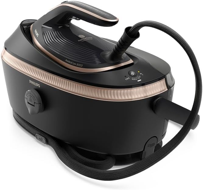 Philips PerfectCare PSG8300/80 - Ferro da stiro a vapore della serie 8000, 215 g di vapore continuo, 750 g di colpo di vapore, facile da trasportare, OptimalTEMP, SteamGlide Elite, 1,4 l, Easy De-Calc