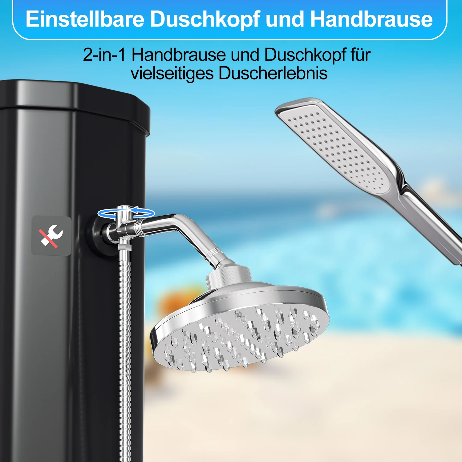 Sonnewelt Solardusche 40L Solardusche Gartendusche Inkl. Schutzhaube und Handbrause