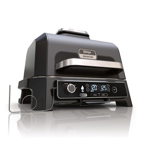 Ninja Woodfire Barbecue Elettrico XL, Griglia Friggitrice ad Aria e Affumicatore 4 in 1 da Esterno, con Termometro a Sonda Digitale, Sistema di Cottura Intelligente Smart Cook, Grigio/Nero, OG850EU : Amazon.it: Giardino e giardinaggio