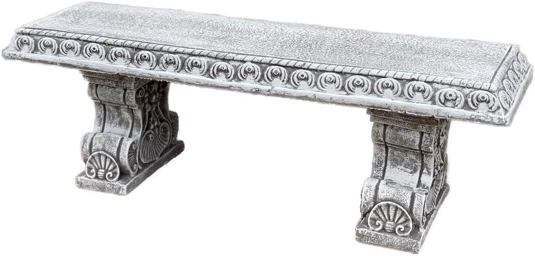 stoneandstyle Decorative Stone Bench, Grey, 62 cm wide x 20 cm high x 13 cm deep, 14.6 kg, frost resistant to -30 °C, handmade in Germany