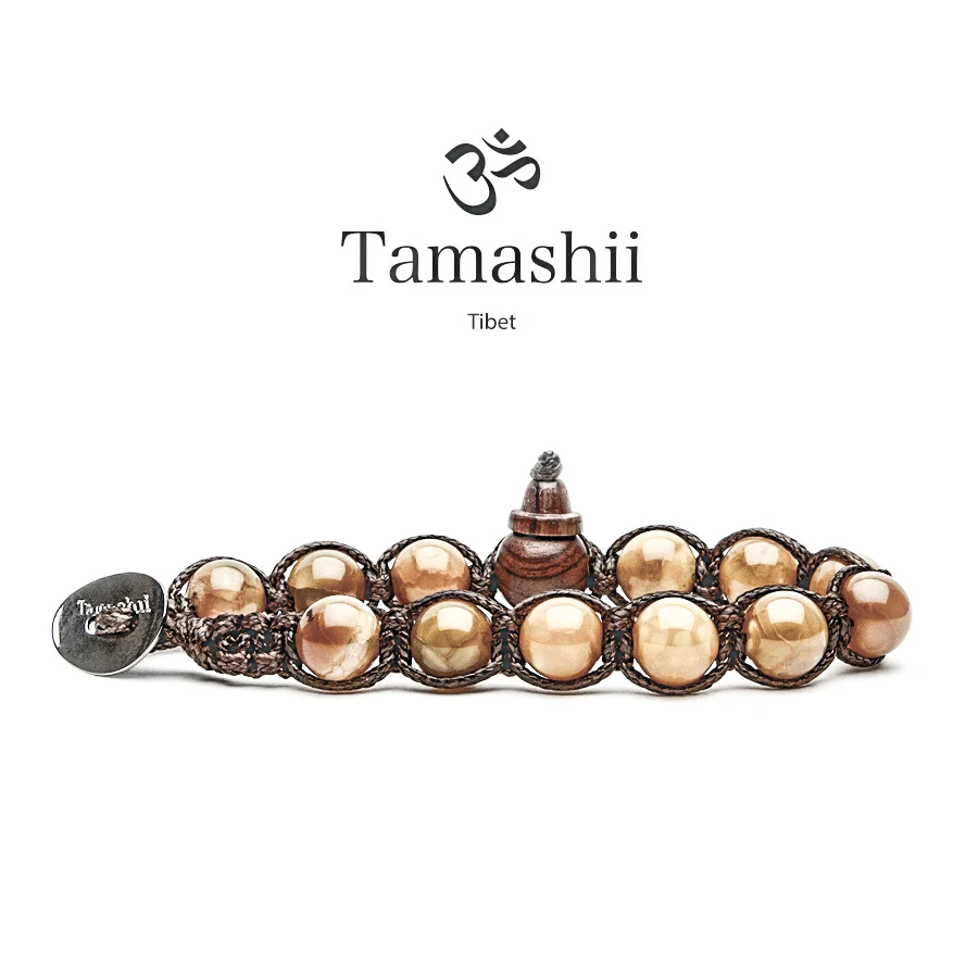 Bracciale Tamashii a un giro in agata gialla scura BHS900-212