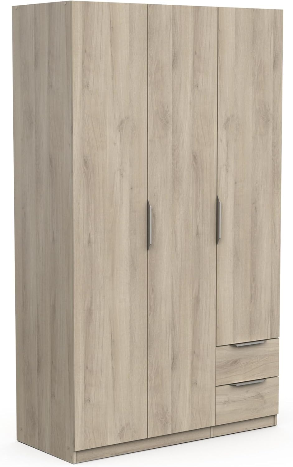 Demeyere Modern Wardrobe with 3 Doors and 2 Drawers 4 Niches, Kronberg Oak, 119.4 x 51 x 203 cm, Engineered Wood