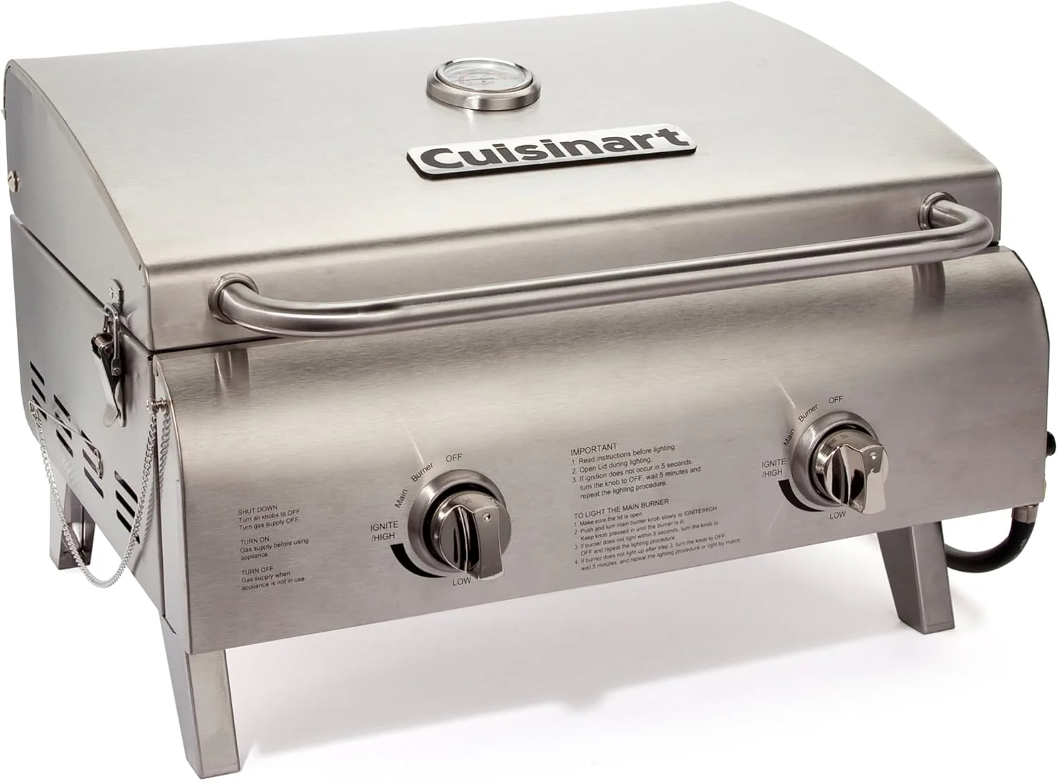Cuisinart Chef Style Tabletop Portable Propane Grill 2 Burner Outdoor Gas Grill