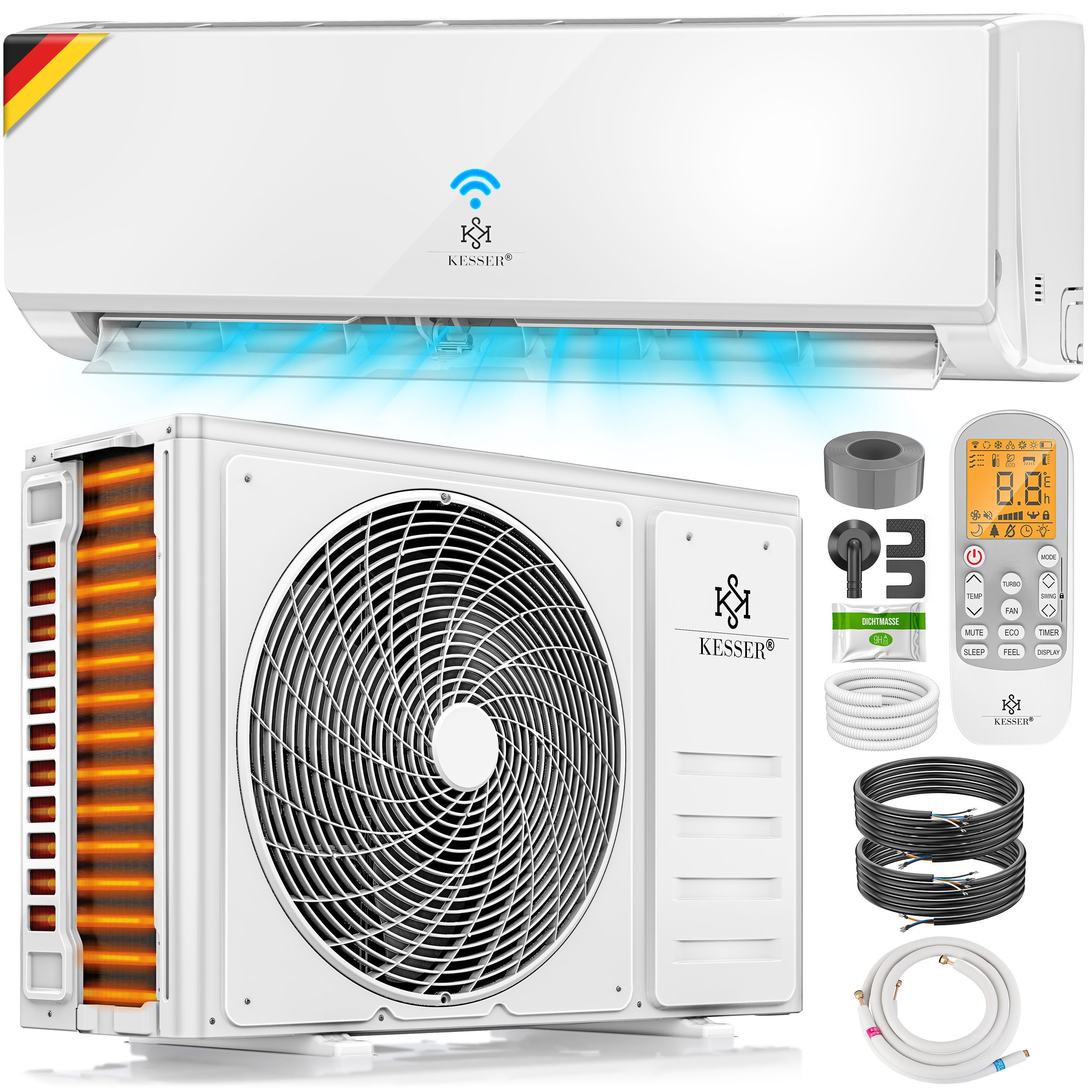 Split-Klimagerät Klimaanlage Set Split - mit WiFi/App Funktion Klimagerät 9000 BTU/h
