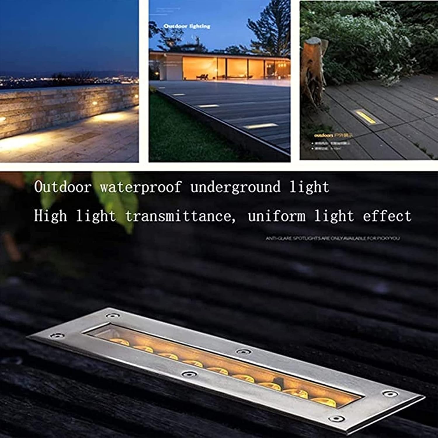 Led Bodeneinbaustrahler Rechteck aussen bodenleuchten IP67 wasserdicht Bodeneinbauleuchten für Außenbereich, Terrasse, Garten, Schwimmbadflur(Grün,36W)