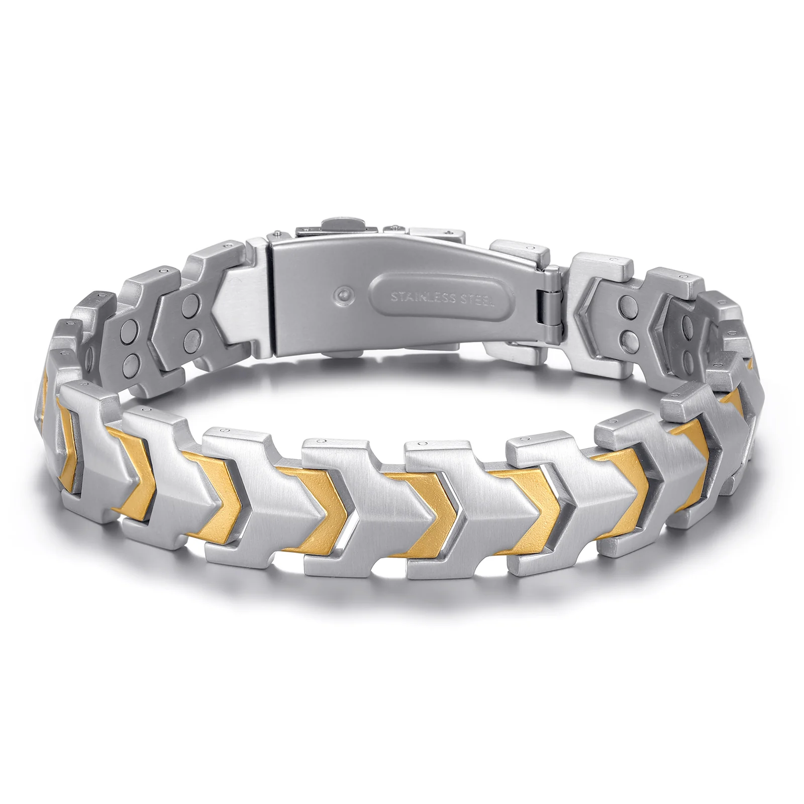 RainSo Men's Strength 3800 Gauss Magnetic Bracelet (Gold Silver)