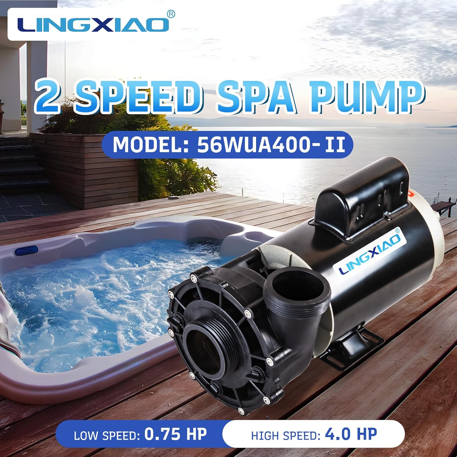 SPA Pump  4HP Hot Tub Pump - 2 Speed LX SPA Pumps Motor 220-240V  2