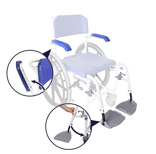 KMINA PRO   Sedia a Rotelle Bagno per Anziani, Carrozina Disabili con Ruote Autospinta, Sedia con Ruote per Doccia, Carrozzina WC Disabili, Sedia Bagno Comoda Anziani, Sedia WC per Anziani   Blu : Amazon.it: Salute e cura della persona