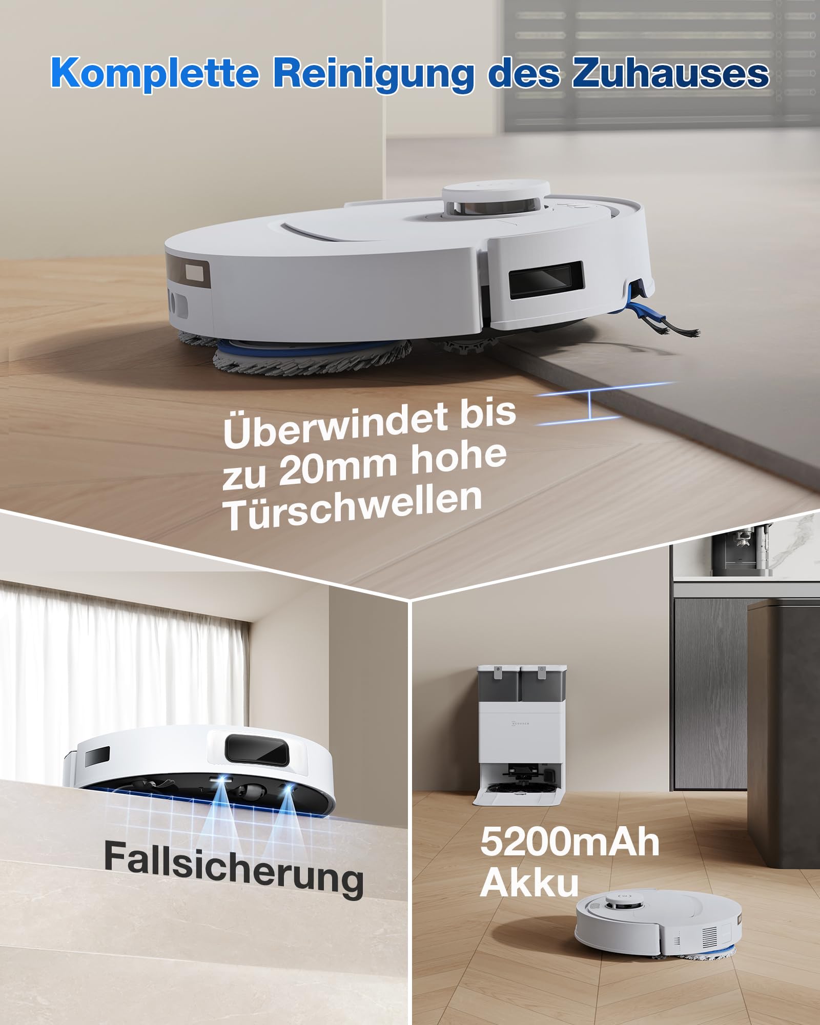 Saugroboter mit Wischfunktion T30e Omni, 25.000 Pa Saugkraft, OZMO Turbo 2.0 und ZeroTangle 3.0