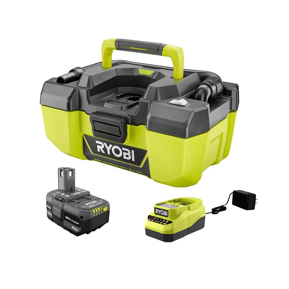 ONE  18V Lithium Ion Cordless 3 Gal. Project Wet/Dry Vacuum with Accessory Storage, 4.0 Ah Battery, and Charger P3240KN