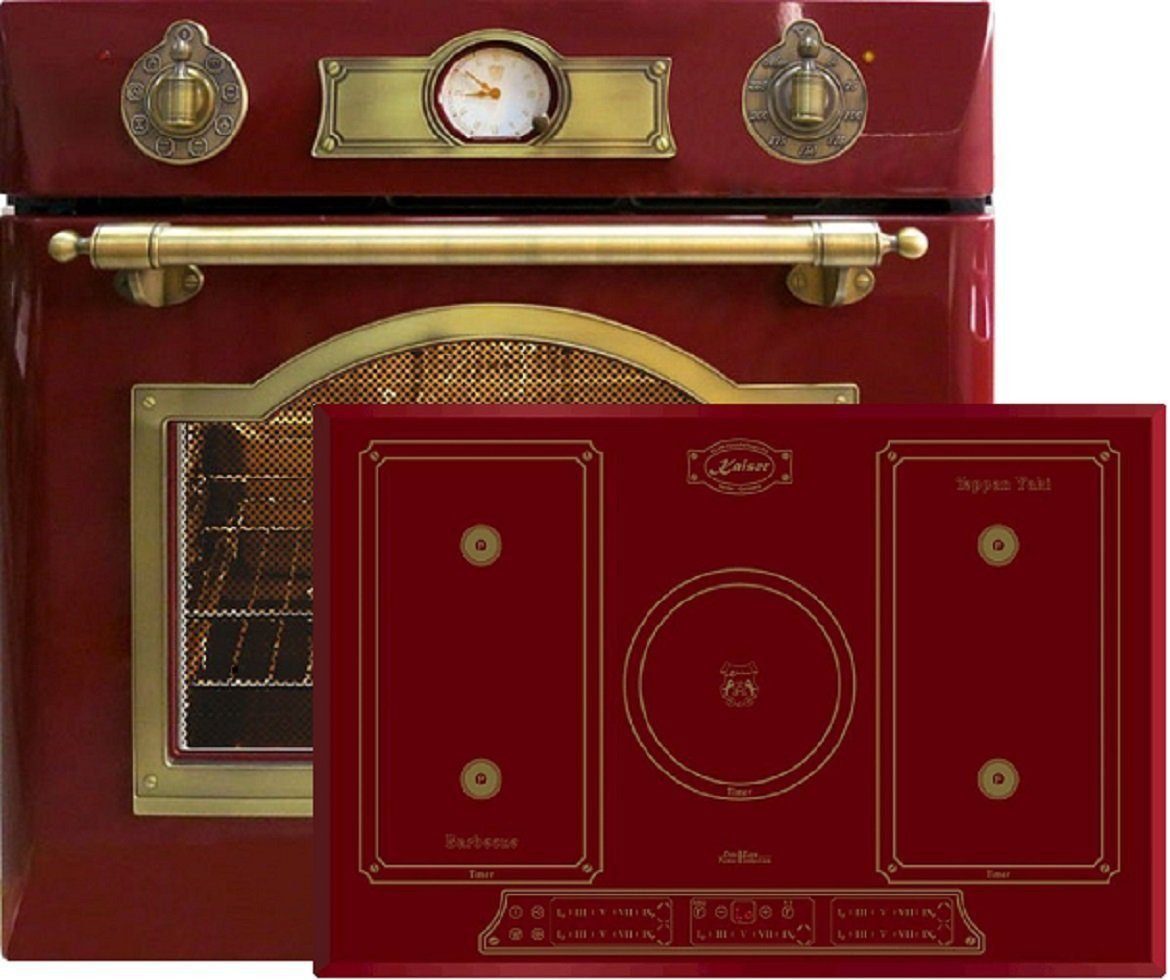 Backofen-Set Herd Set Autark Elektro Einbau Backofen Autark 60 cm 67L+Induktionskochfeld, 77cm 5 Induktions-Kochzonen mit Power-Funktion (Booster) Eh 6355 RotEm+KCt 7797FiRotEm..