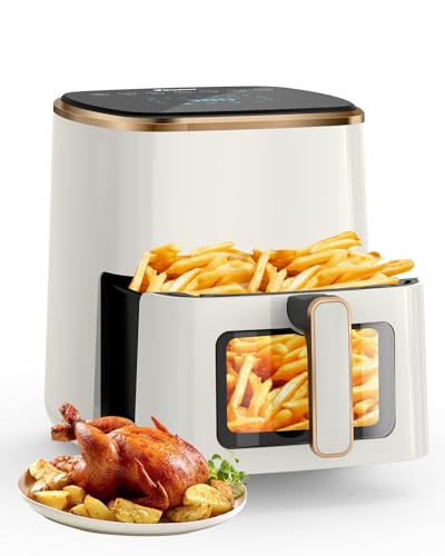 VEWIOR Air Fryer, 5.3Qt Airfryer with Viewing Window, 7 Custom Presets Large Oven with Smart Digital Touchscreen,Non stick and Dishwasher Safe Basket : Home & Kitchen