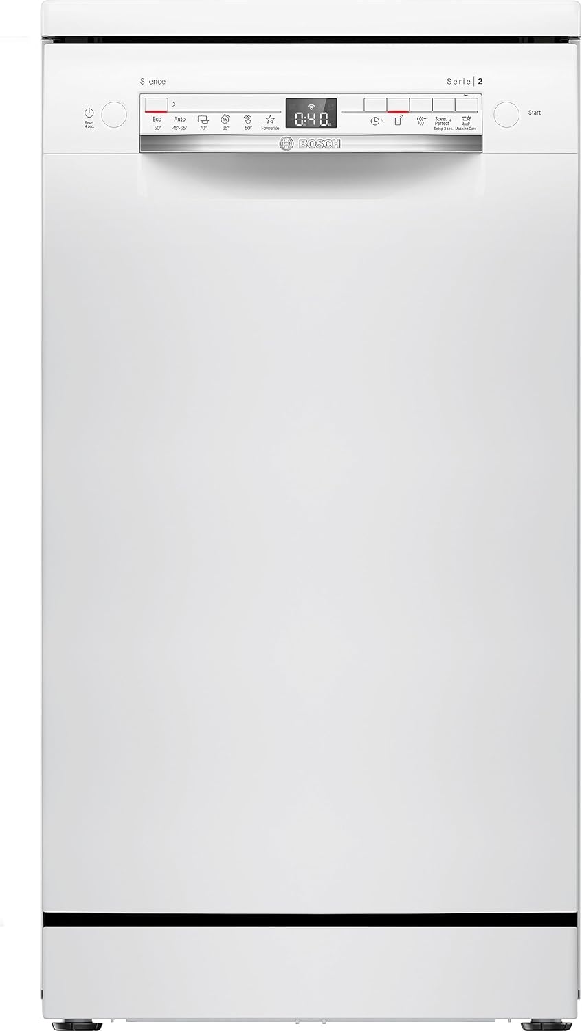 Bosch SPS4EMI24E Serie 4, Lavastoviglie da libera installazione, EfficientDry, Home Connect, Diagnostica da remoto, EcoDosage, Acciaio, 45cm