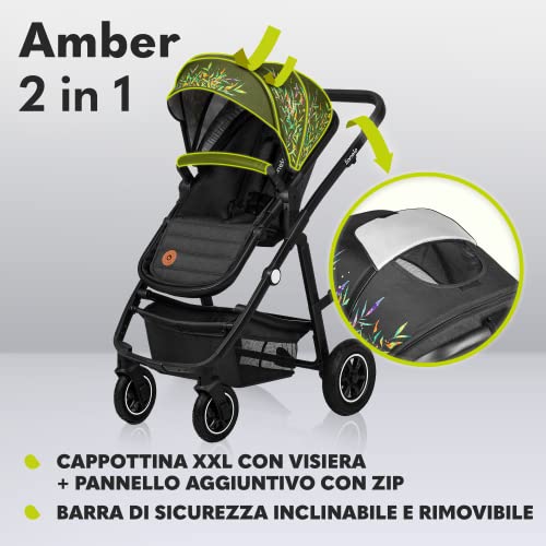 LIONELO Amber Passeggino 2in1 Duo Passeggino da 0 a 48mesi con Seduta secchiello   Navicella per neonato e bambini a 22kg Regolabile, pieghevole e leggero Ruote grandi Cappotina XXL : Prima infanzia