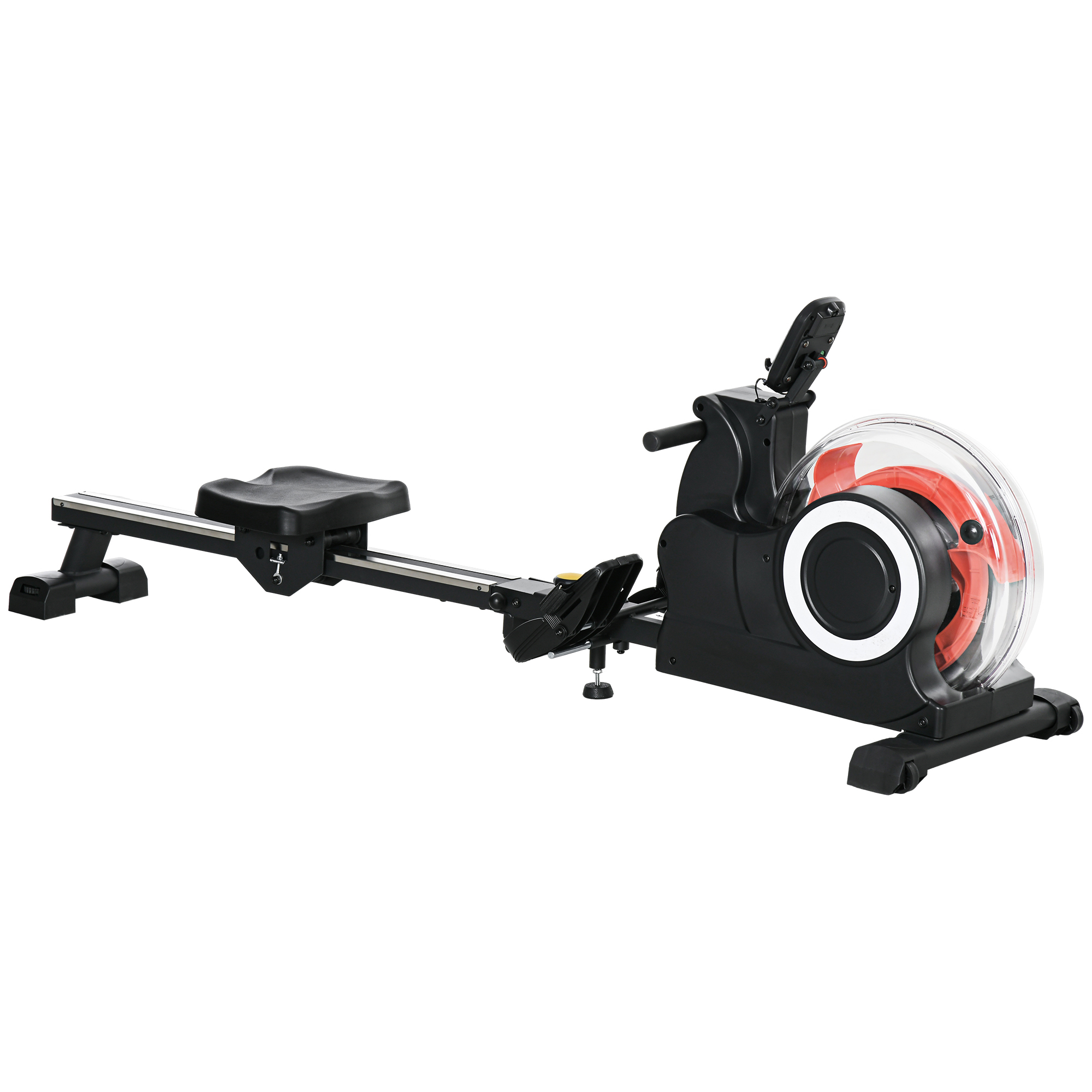 SPORTNOW Wasserrudergerät, klappbar, 6 Widerstände, Display, Handyhalterung, bis 120kg, Metallgestell, Schwarz
