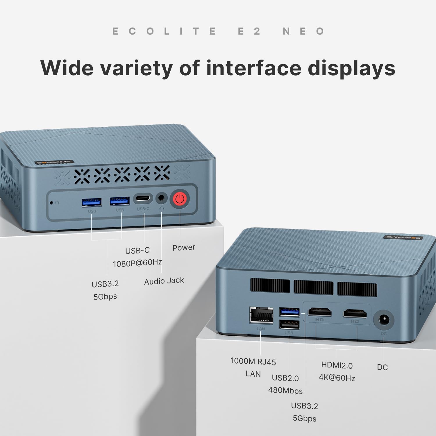 Mini-PC mit Windows 11 Pro, AMD Ryzen 5 3500U, 8 GB DDR4 RAM, 256 GB SSD, 4K bei 60 Hz über Triple Display, HDMI, USB-C, USB 3.2, LAN, WLAN und