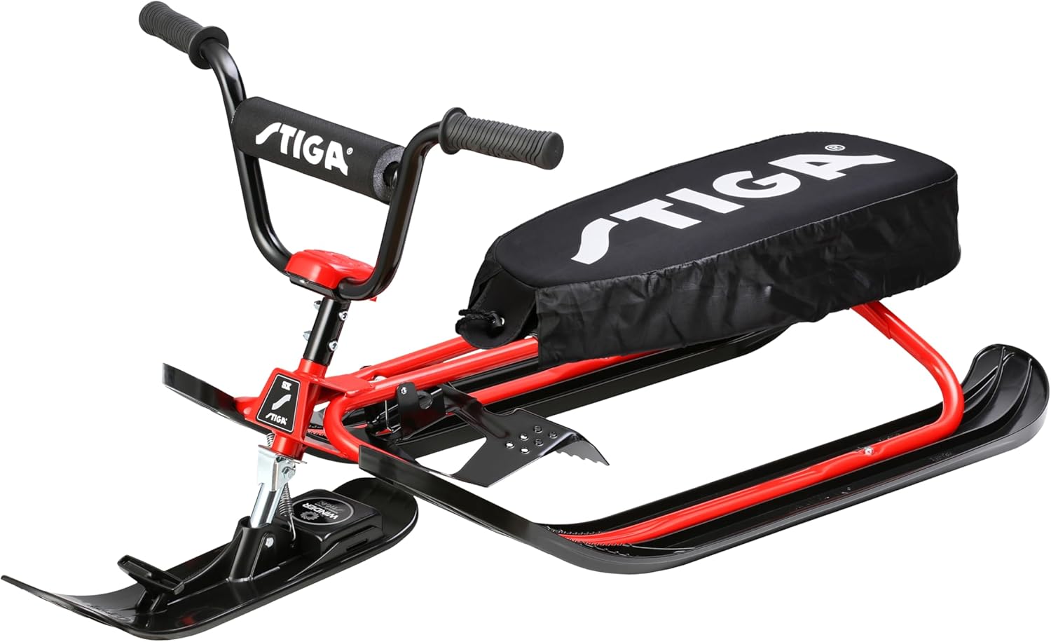 STIGA Snowracer Curve SX – Robuster Schlitten mit BMX-Lenker, Stahlrahmen, Bremse und Zugseilwinde – Lenkschlitten für Kinder ab 7 Jahren und Erwachsene, Max. 90 kg
